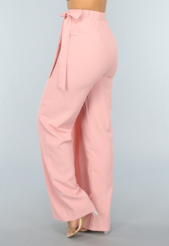 Wide Leg Pantalon met Overslag in Oudroze