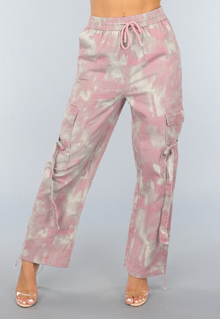 Oudroze Gevlekte Cargo Jogger