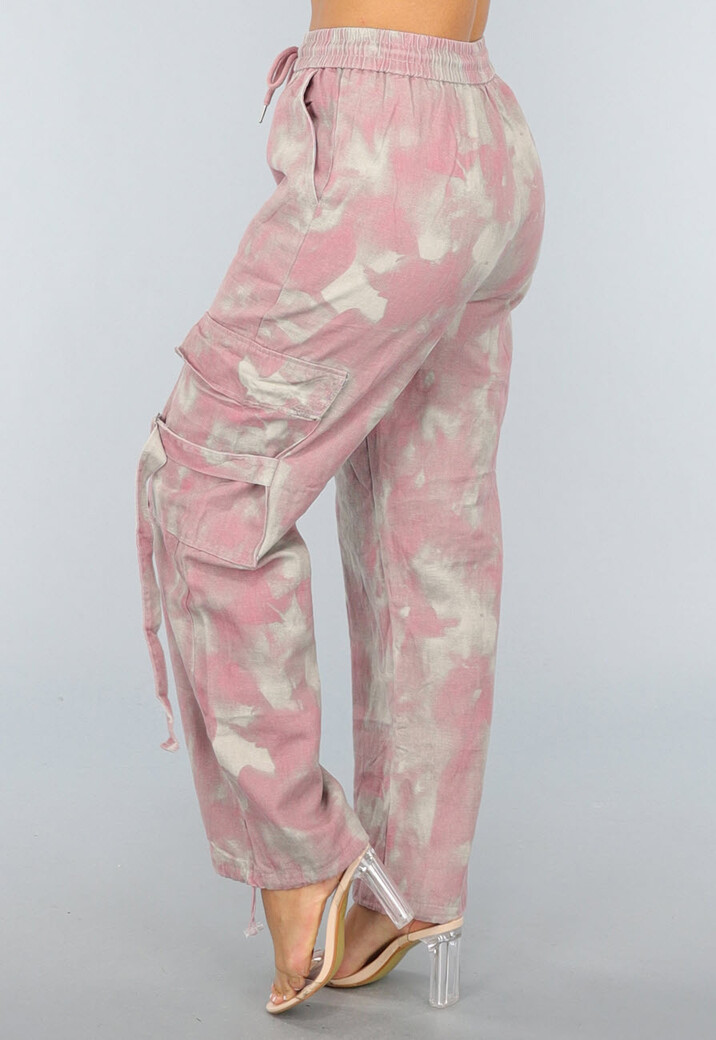 Oudroze Gevlekte Cargo Jogger