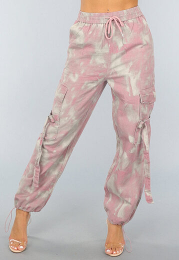 Oudroze Gevlekte Cargo Jogger