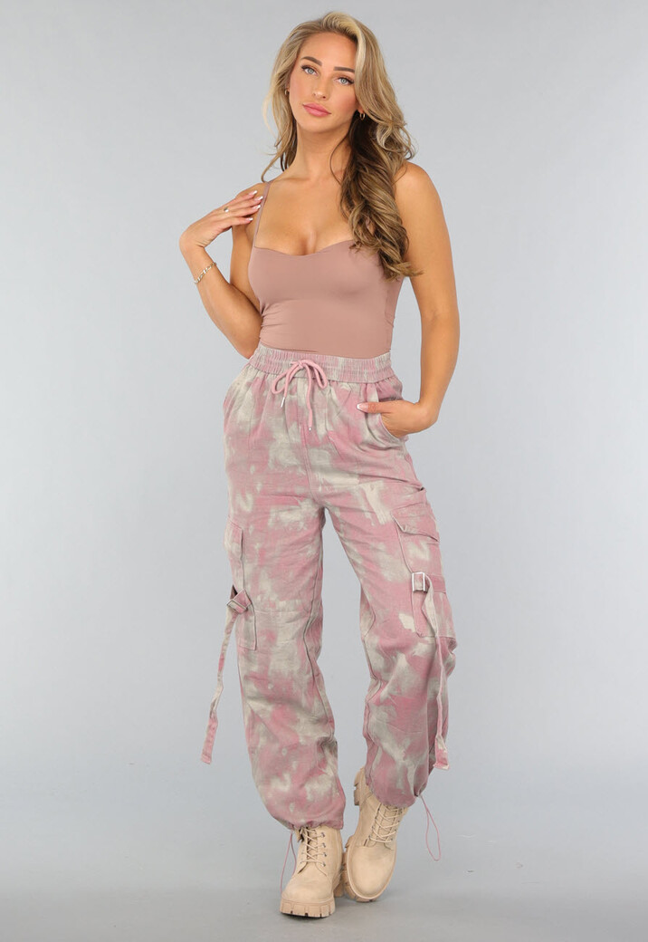 Oudroze Gevlekte Cargo Jogger