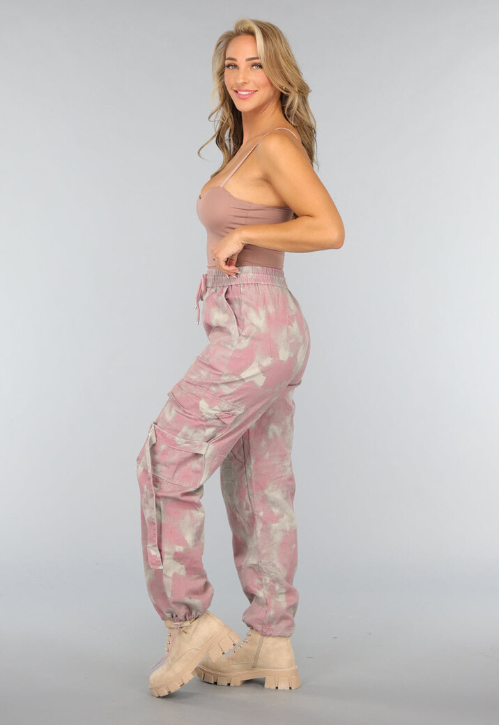 Oudroze Gevlekte Cargo Jogger