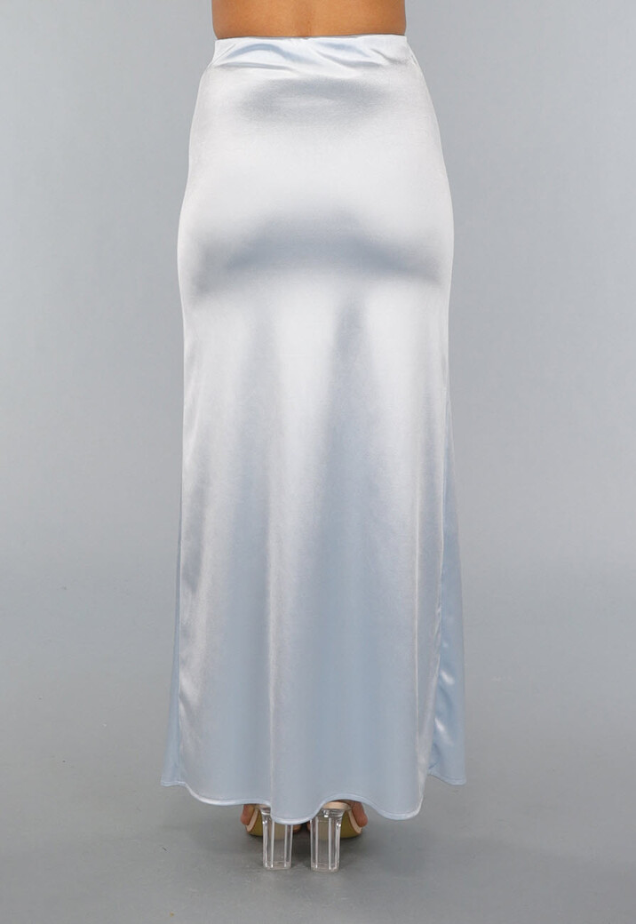 Lange Lichtblauwe Satijnen Rok