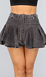 Antraciet Skort met Geplooide Look