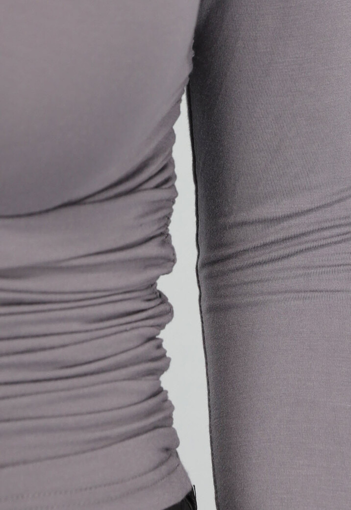 Grijze Geplooide One Shoulder Top