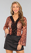 See Through Luipaard Blouse met Kanten Afwerking