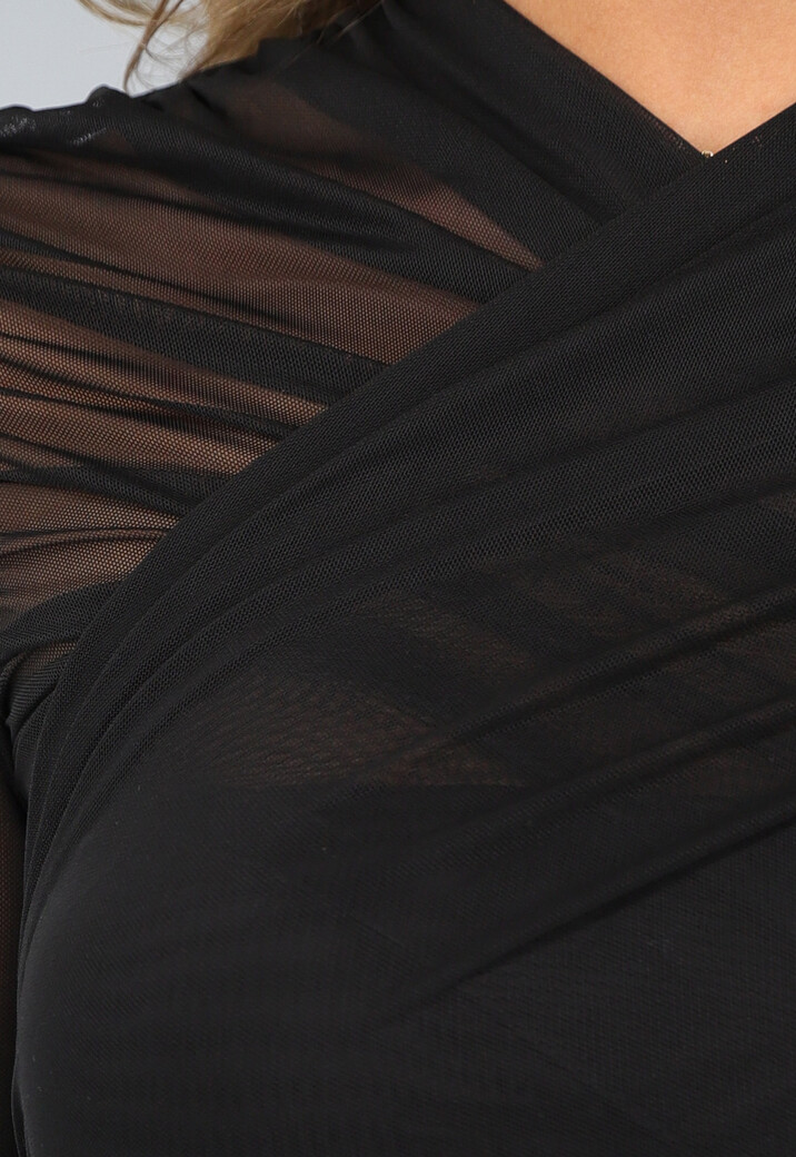Longsleeve Mesh Top met Overslag