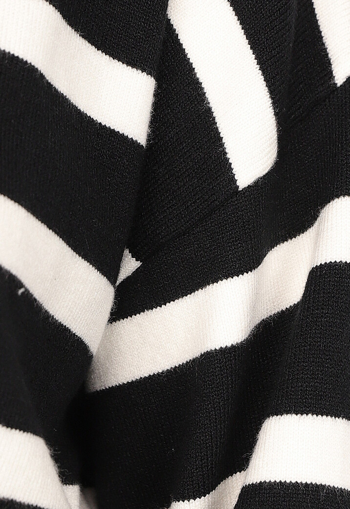 Zwarte Gestreepte Coltrui met Splitjes