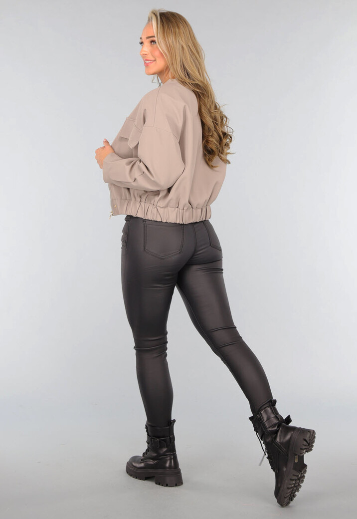 Taupe Cargo Jasje met Drukknoopjes