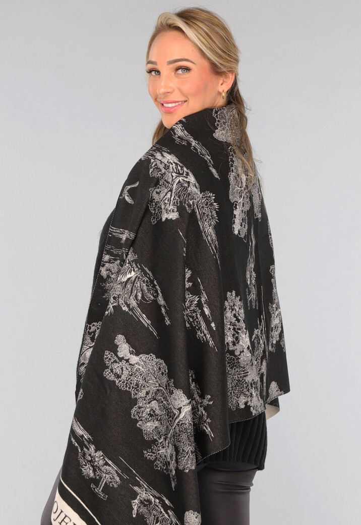 Omslagdoek met Print in Zwart