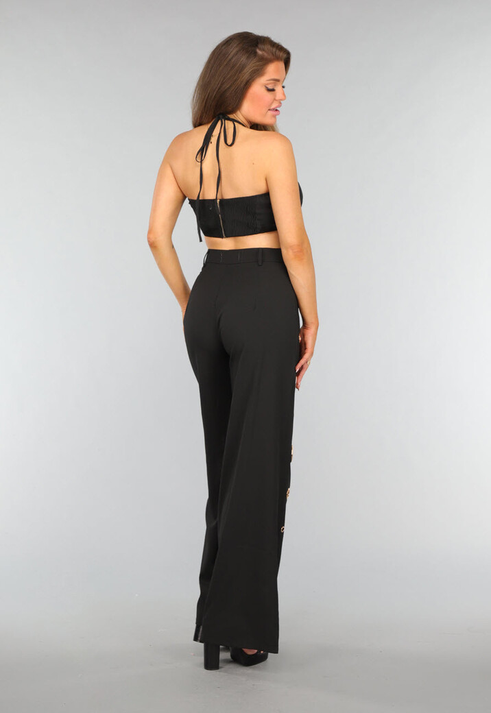 Zwarte Two Piece met Gouden Ring Details