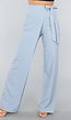 Blauwe Wide Leg Pantalon met Strikdetail