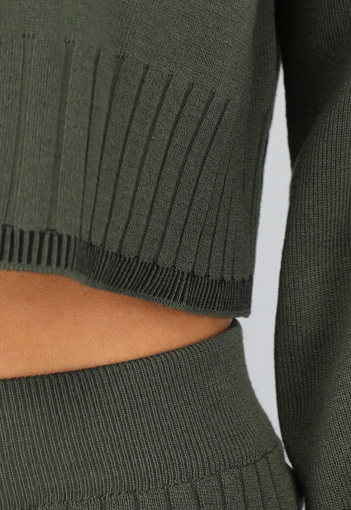 Donkergroene Ribstof Lounge Set