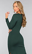 Donkergroene Lange Jurk met Schoudervulling