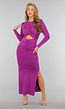 Paarse Lange Jurk met Cutout