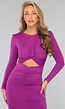 Paarse Lange Jurk met Cutout