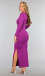 Paarse Lange Jurk met Cutout