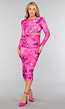 Fuchsia Midi Jurk met Bloemenprint