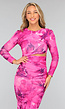 Fuchsia Midi Jurk met Bloemenprint