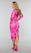 Fuchsia Midi Jurk met Bloemenprint