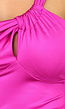 Fuchsia Padded One Shoulder Midi Jurk