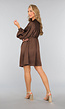 Bruine Satijnen Jurk met V Hals
