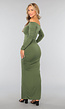 Donkergroene Geplooide Lange Jurk