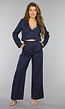 Donkerblauwe Cropped Blazer Set