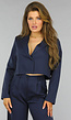 Donkerblauwe Cropped Blazer Set