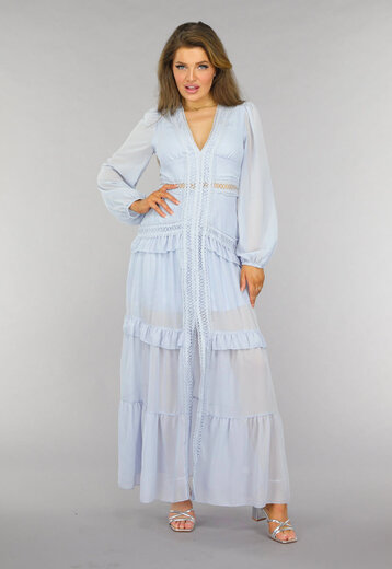 Lichtblauwe Bohemian Maxi Jurk
