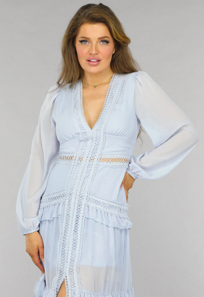 Lichtblauwe Bohemian Maxi Jurk