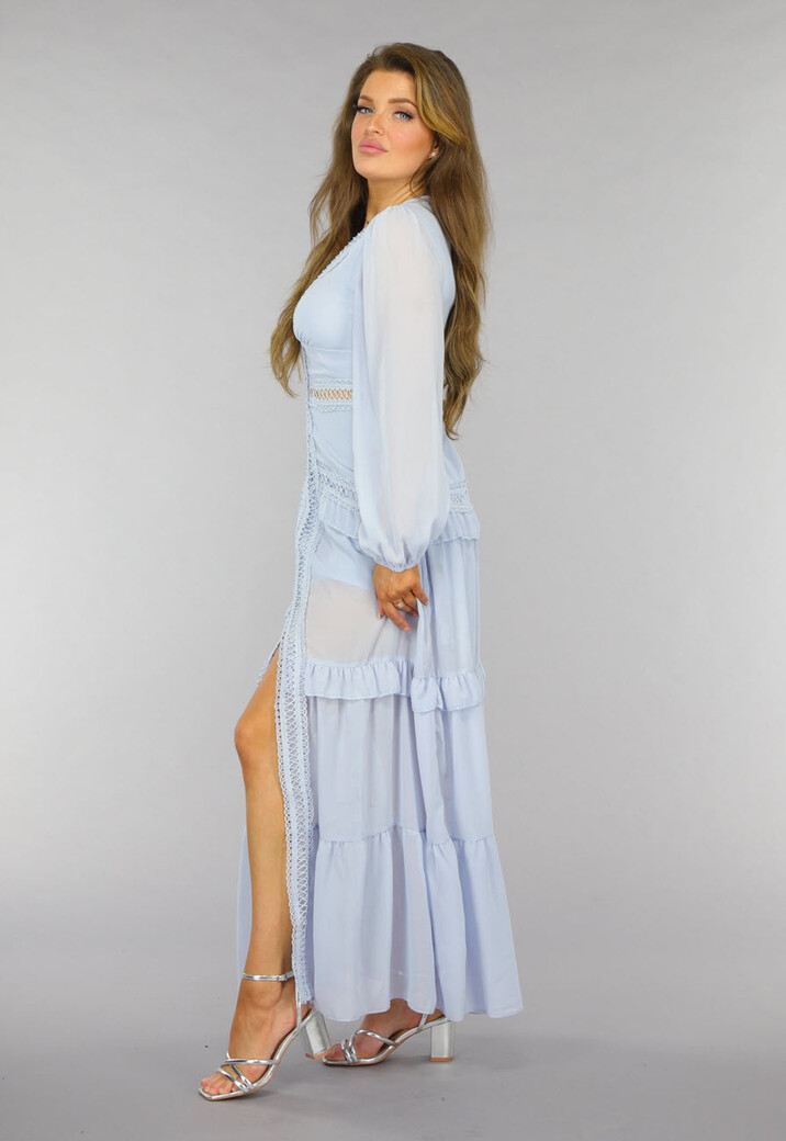 Lichtblauwe Bohemian Maxi Jurk