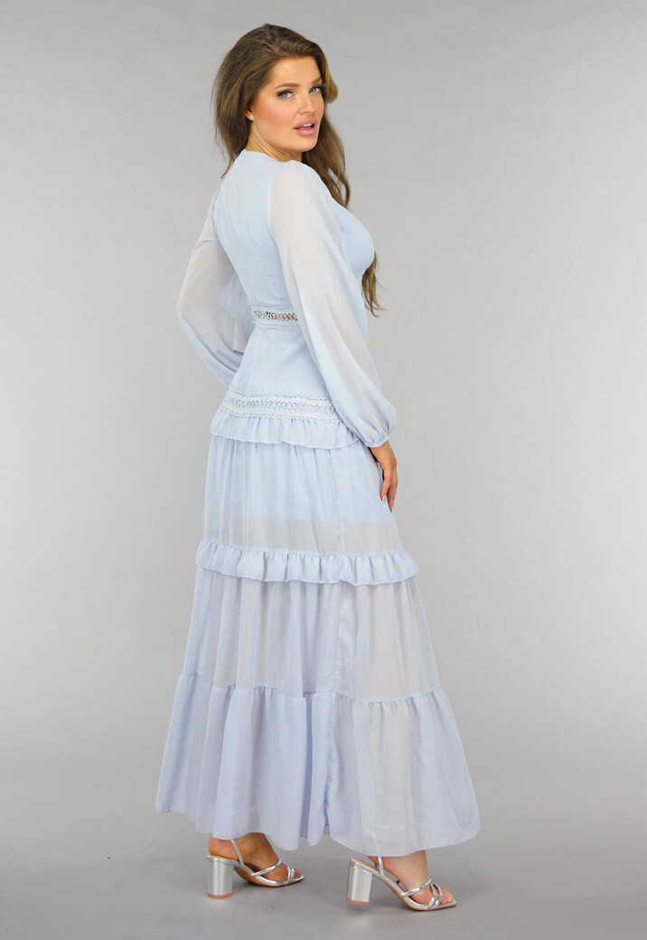 Lichtblauwe Bohemian Maxi Jurk