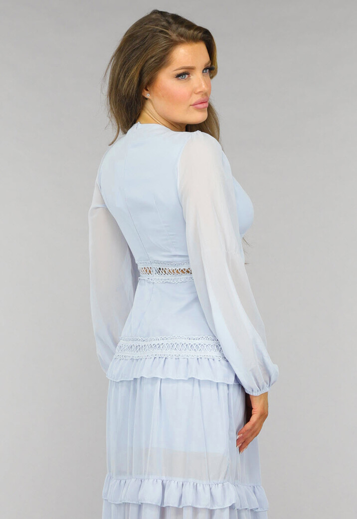 Lichtblauwe Bohemian Maxi Jurk