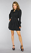 Zwart Longsleeve Jurkje met Strikdetail