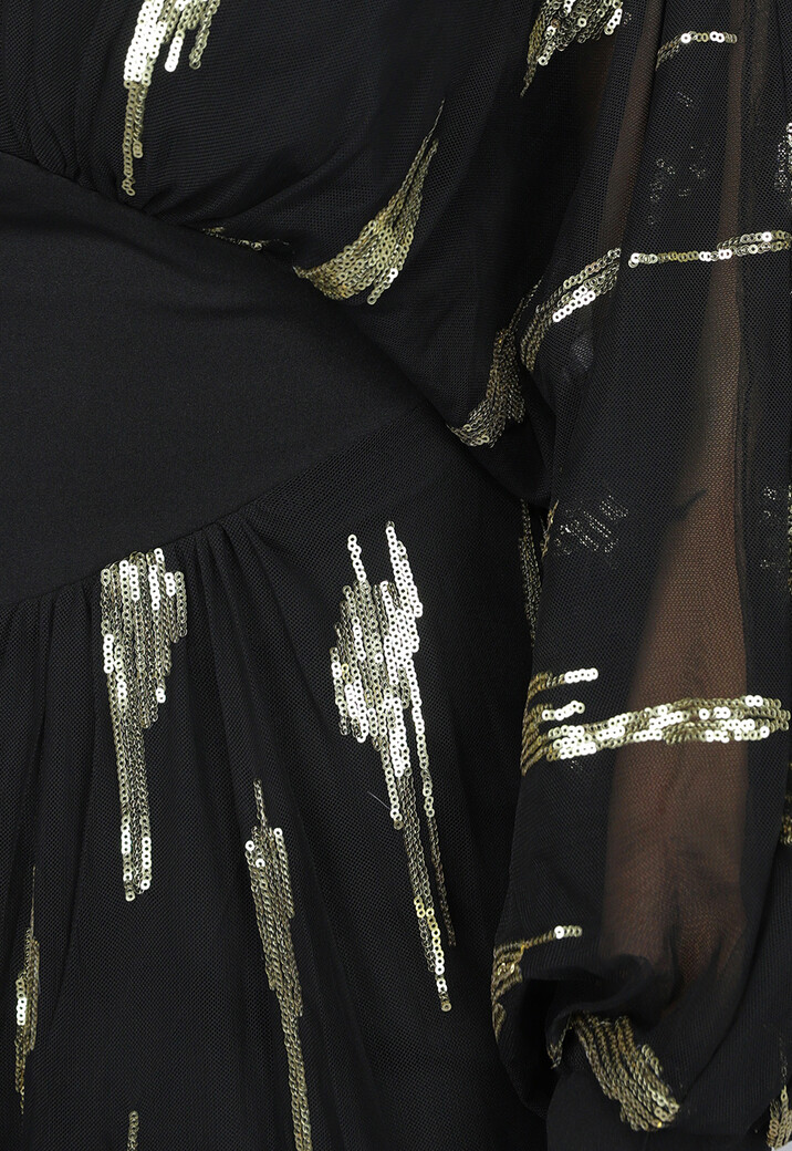 Zwarte Padded Longsleeve Galajurk met Split