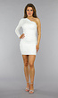 Witte Geplooide One Sleeve Jurk