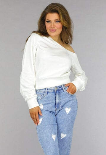 Witte One Shoulder Trui