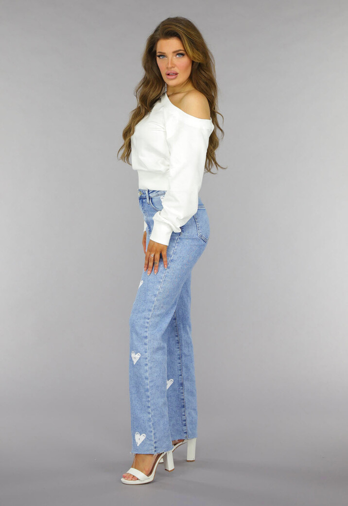 Witte One Shoulder Trui