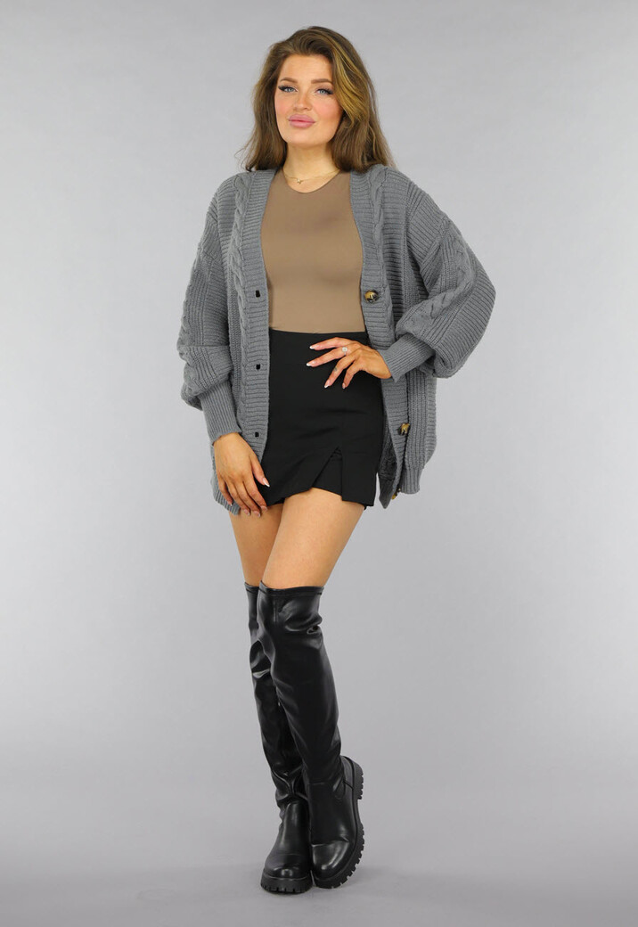 Grijs Oversized Gebreid Vest