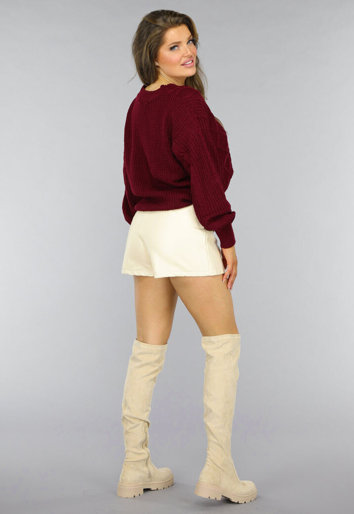 Wijnrode Gebreide Cardigan