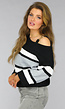 Gebreide Gestreepte One Shoulder Trui