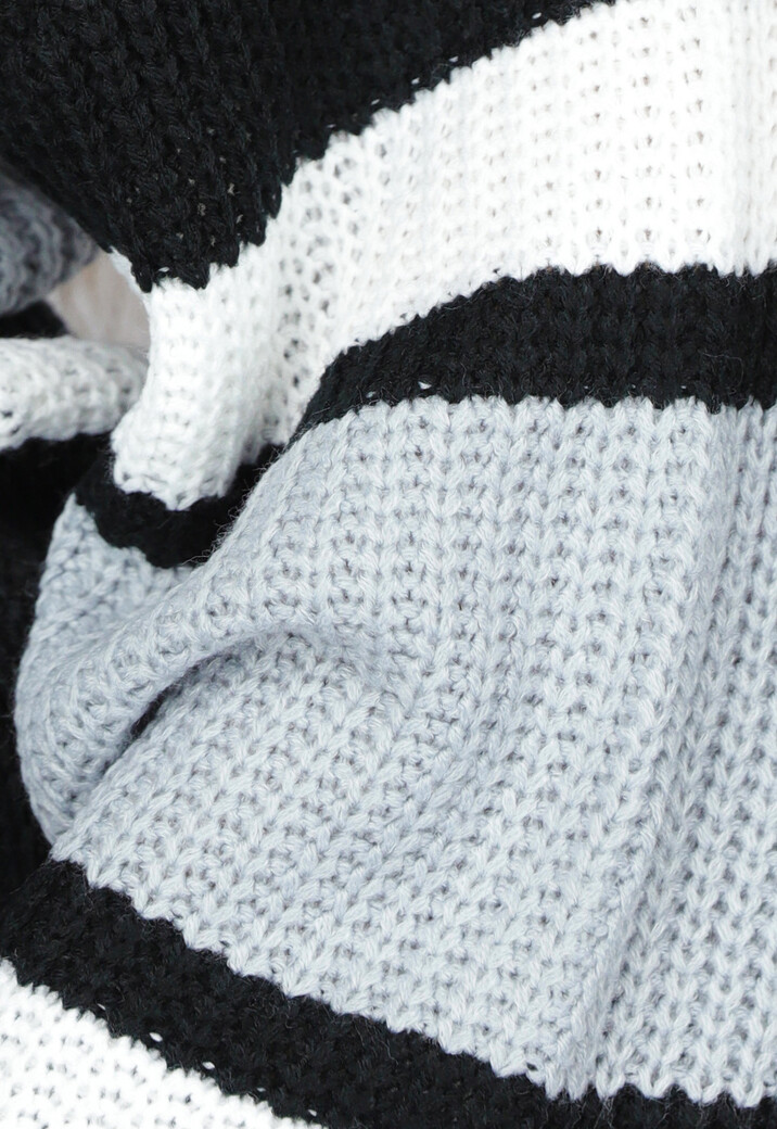 Gebreide Gestreepte One Shoulder Trui