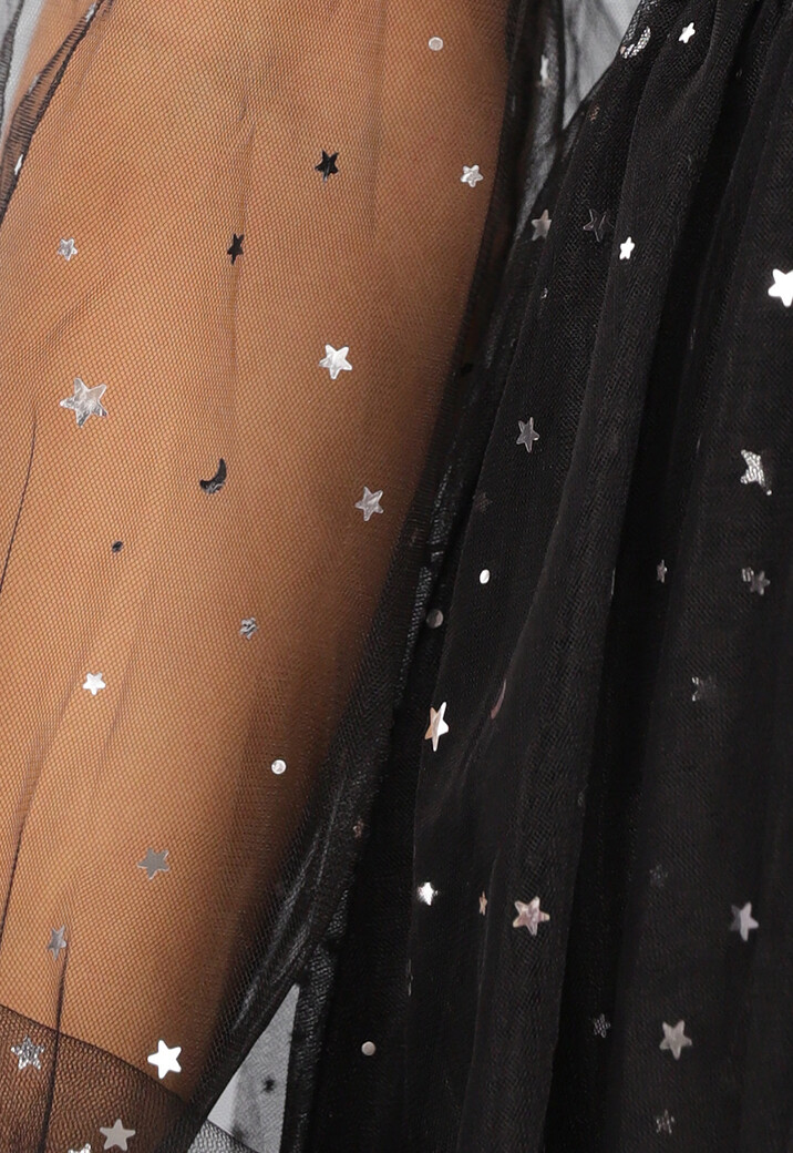 Zwarte Tule Skater Jurk met Sterretjes