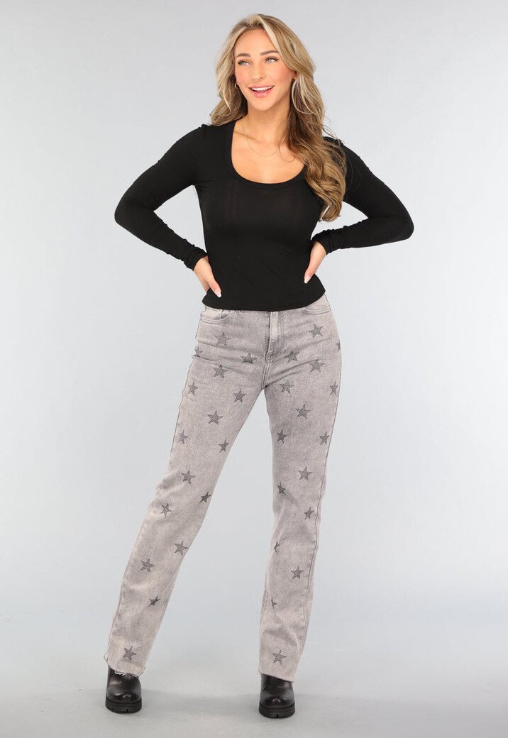 Zwarte Longsleeve Stretch Top