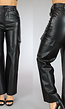 Zwarte Straight leg Lederlook Cargo