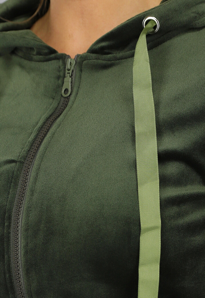 Donkergroen Fluwelen Huispak met Capuchon