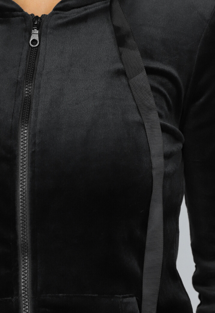 Zwart Velours Huispak met Capuchon