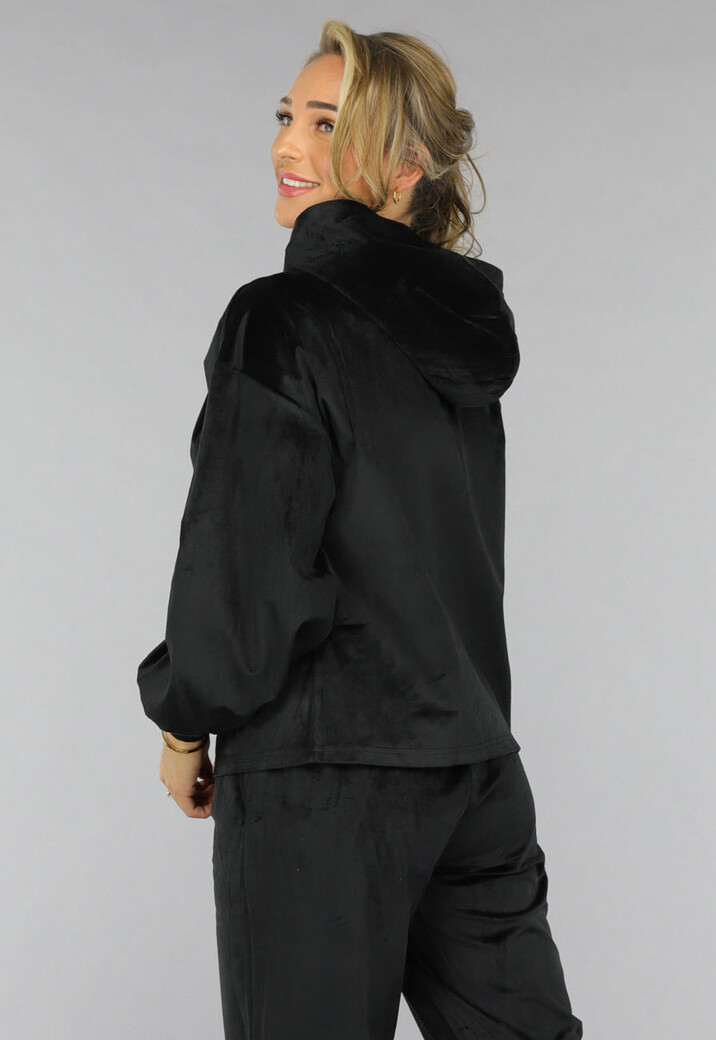 Zwart Velours Wide Leg Huispak