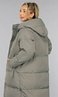 Grijze Lange Puffer Winterjas